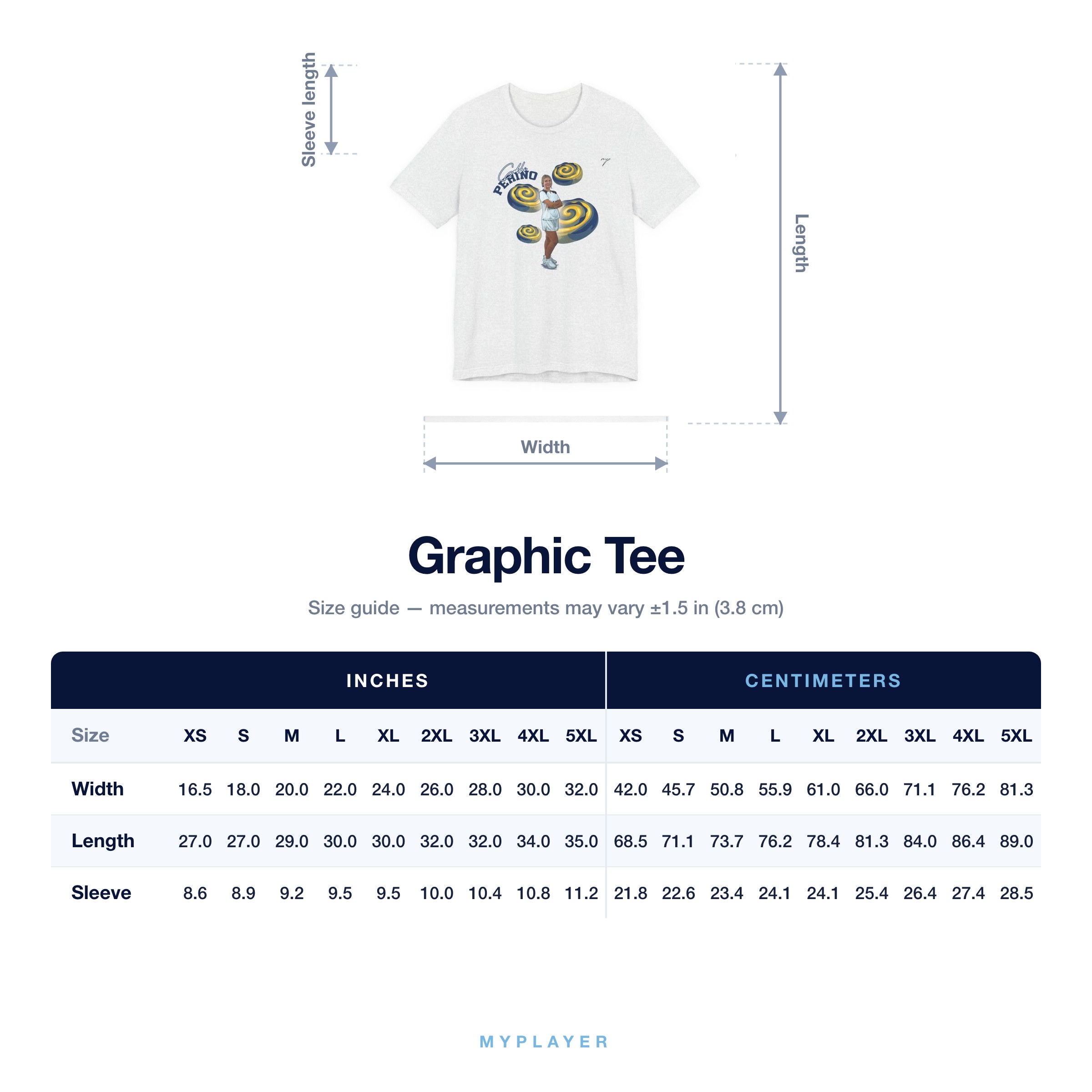 Graphic Tee size chart