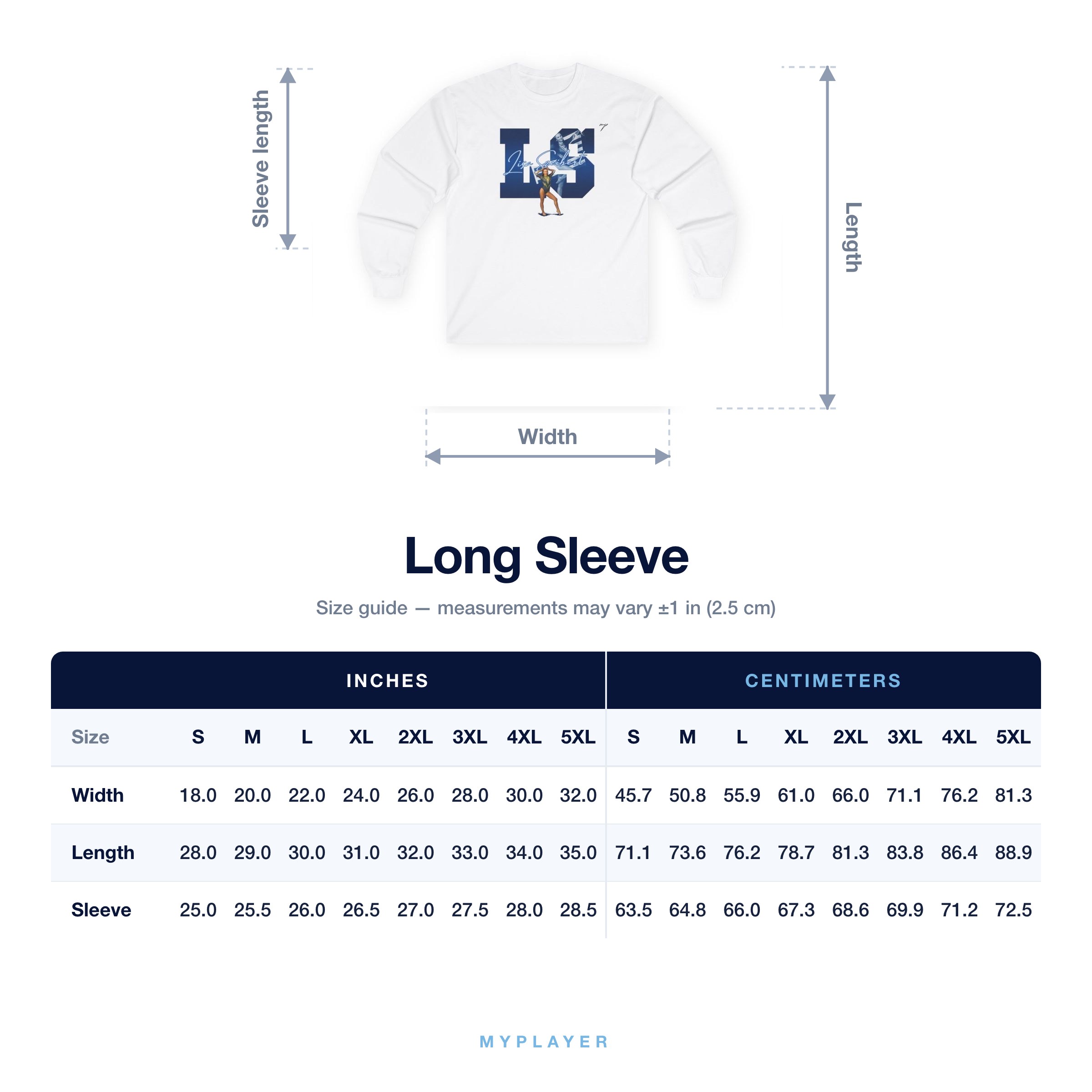 Long Sleeve size chart